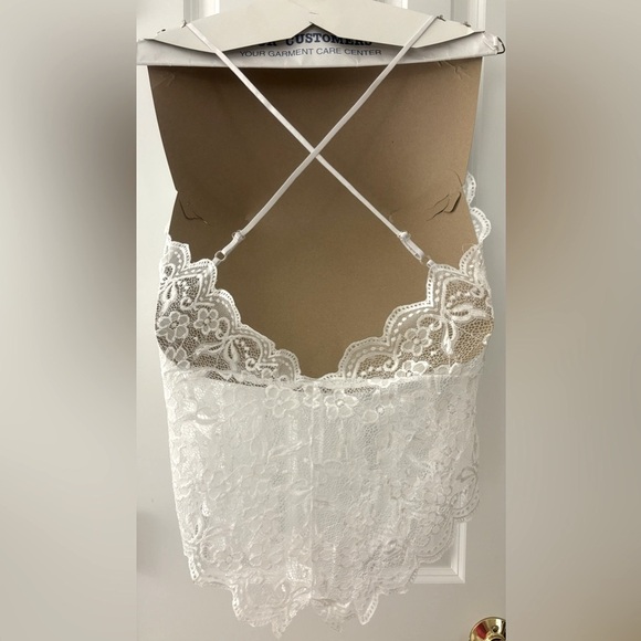 Romper White lace medium stretchy lingerie sheer sleep wedding sexy evening fun - Picture 3 of 3